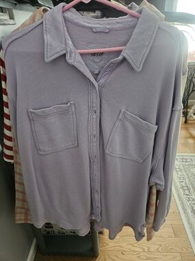 aerie Lavender Button-Down Pocket Shirt